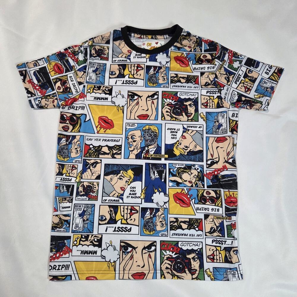 Oh Snap! Drill Clothing Co. T-Shirt‎ Men's Medium Comic Pop Art All Over Print